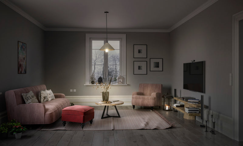 Decor Plaster Wood Pendant WHITE, E27, IP20, 320x1165mm, Decorative ceiling lamp Osram