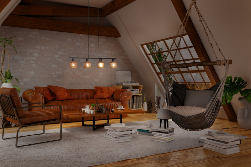 Decor Clay Windows Pendant LN BROWN, 4XE27, IP20, IK03, 125x1500mm, Decorative ceiling lamp Osram