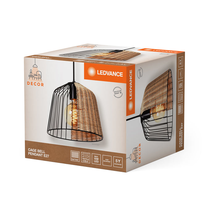 Decor Cage Bell Pendant BLACK, E27, Sisustuksellinen Kattovalaisin LEDVANCE