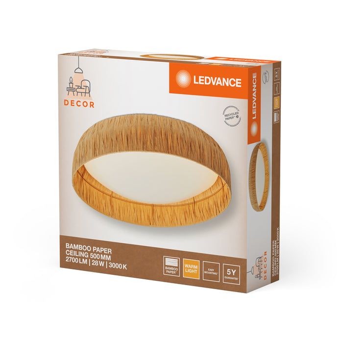 28W, 1150lm, Decor Bamboo Paper Ceiling 500 BROWN, 3000K, Sisustuksellinen Kattovalaisin LEDVANCE
