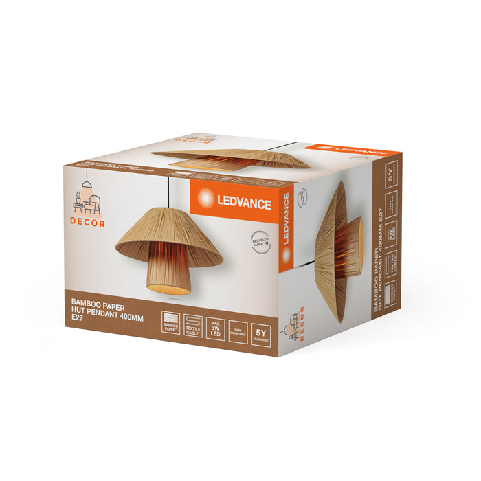 Decor Bamboo Paper Hut Pendant 400 BROWN, E27, Sisustuksellinen Kattovalaisin LEDVANCE