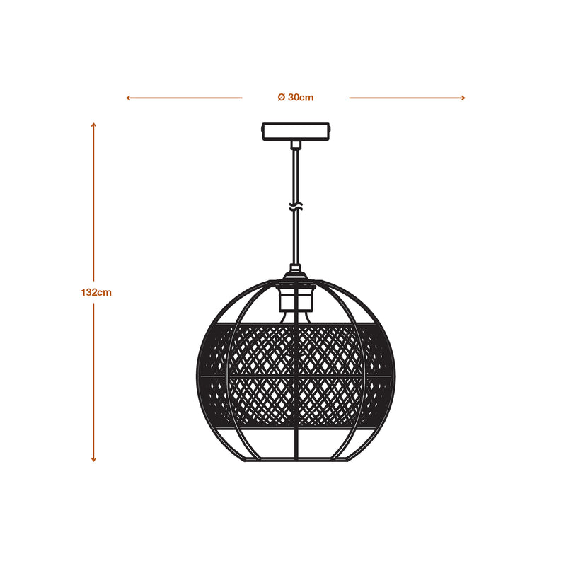 Decor Cage Globe Pendant BLACK, E27, IP20, 300x1320mm, Decorative ceiling lamp Osram