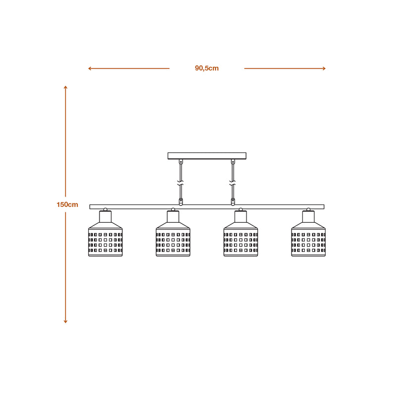 Decor Clay Windows Pendant LN BROWN, 4XE27, IP20, IK03, 125x1500mm, Decorative ceiling lamp Osram