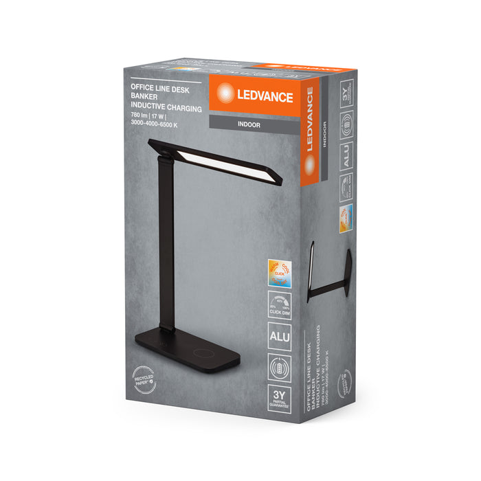 17W, 465lm, Office Line Desk Banker Inductive Charging CCT Dimmable, LED työpöytävalaisin LEDVANCE