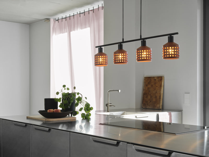 Decor Clay Windows Pendant LN BROWN, 4XE27, IP20, IK03, 125x1500mm, Decorative ceiling lamp Osram