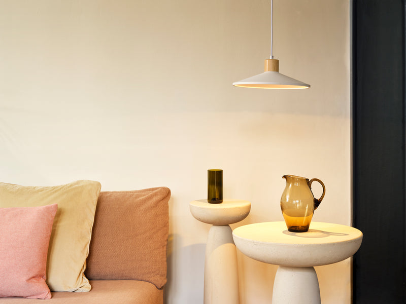 Decor Plaster Wood Pendant WHITE, E27, IP20, 320x1165mm, Decorative ceiling lamp Osram