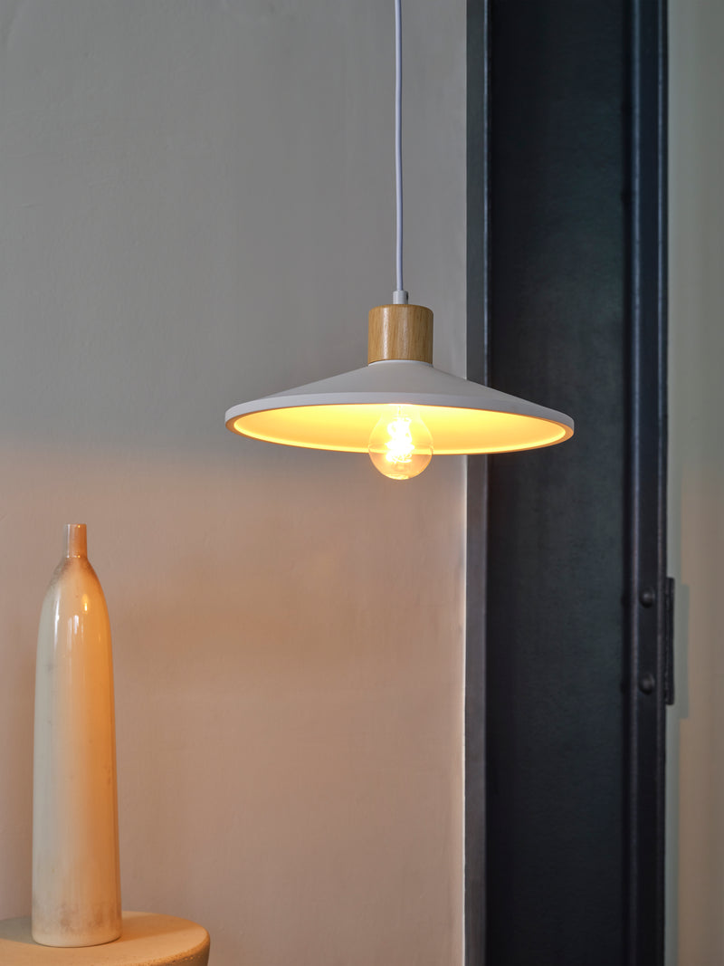 Decor Plaster Wood Pendant WHITE, E27, IP20, 320x1165mm, Decorative ceiling lamp Osram