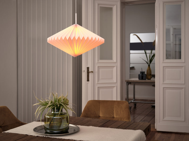 Decor Paper Lantern Diamond Pendant WHITE, E27, IP20, 450x1400mm, Decorative ceiling lamp Osram