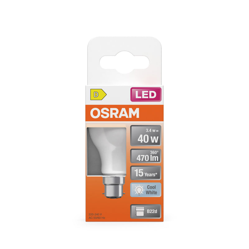 3,4W, 470lm, LED Star Classic P 40 Filament, 4000K, B22d, 45x83mm, LED Sisustuslamppu Osram
