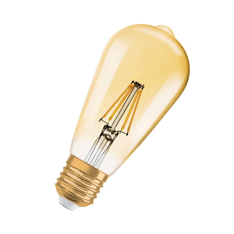 6,5W, 725lm, Vintage 1906 Classic Edison 55 Filament GOLD DIM, E27, 2400K, 64x143mm, LED Sisustuslamppu Osram
