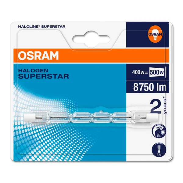 240V, 400W, 8750lm, Haloline Superstar, R7s, 2900K, 12x114.2mm, Halogen lamp Osram