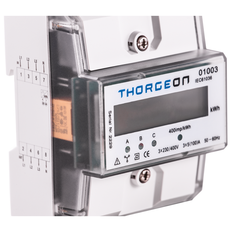 3-phase DIN rail-mounted energy meter 100A THORGEON