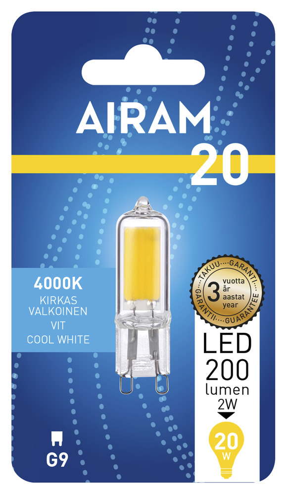 2W, 200lm, G9, 4000K, 14x49mm, LED bulb Airam