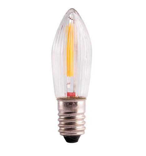 0.2W, 12lm, Clear Ribbed, E10, 2100K, 13x46mm, 3kpl LED lamppu kynttelikköön THORGEON