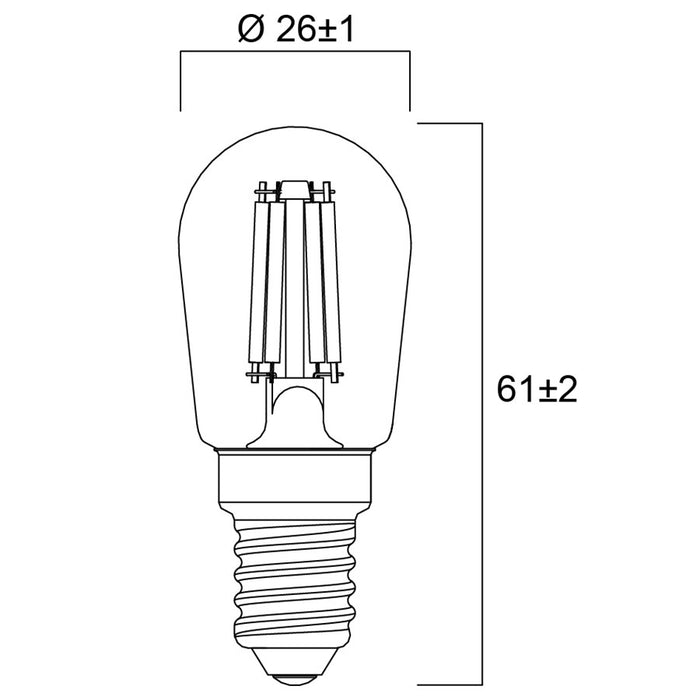2,5W, 250lm, ToLEDo Retro Pygmy, E14, 2700K, 26x61mm, LED Jääkaappilamppu Sylvania
