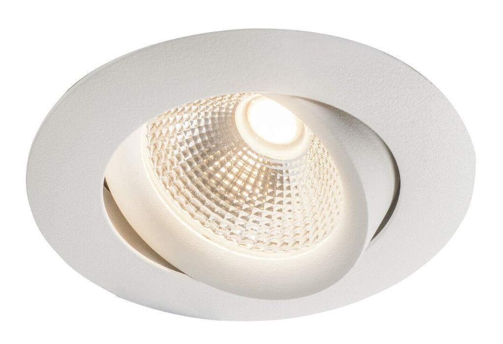 7W, 600lm, Compact Tilt, 36D, IP44, IK02, Ø90x40mm, LED Downlight Airam