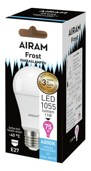 10.5W, 1100lm, 4000K, 60x120mm, E27, LED Frost lamp Airam
