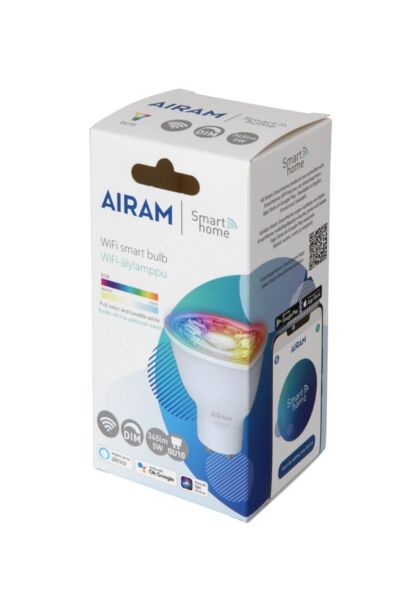 4.7W, 2700K-6500K, SmartHome RGB, GU10, PAR16, 345lm, 36D, 50x54mm, WiFi Smart Lamp Airam