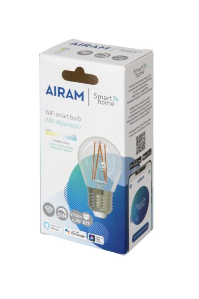 4.5W, 2700-6500K, SmartHome, E27, P45, 470lm, 45x78mm, WiFi Smart Lamp Airam