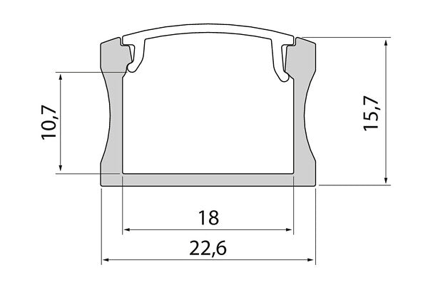Slimline 15 Wide Profile Clear/Opal Dome For LED Strips Airam 