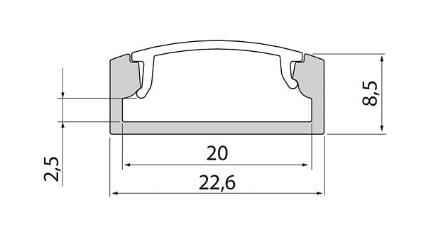 Slimline 8 Wide Profile Clear/Opal Dome For LED Strips Airam 