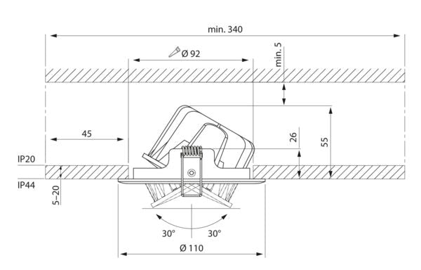 8W, 650lm Slim Duo Tilt, IP44, IK07, 3000K/4000K, Ø110mm, LED Alasvalo Airam