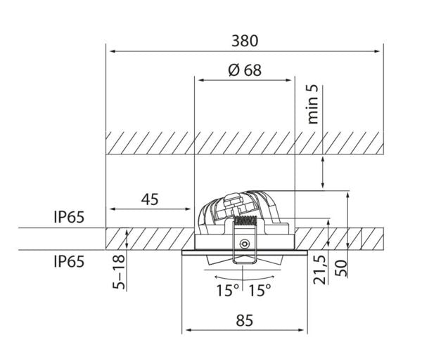 5W, 500lm Compact Outdoor IP65, IK03, 20-40D, Ø85x85mm, LED Alasvalo Airam