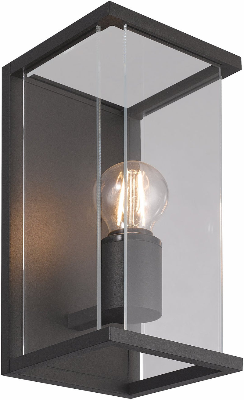 Bore III Seinävalaisinrunko IP54, E27 Lampulle MAX 15W, Tummanharmaa ja Hopea