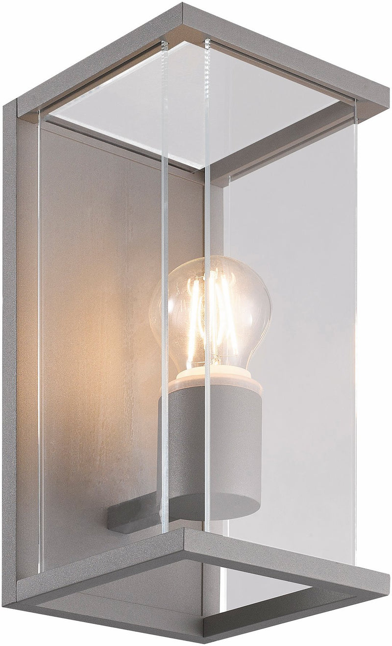 Bore III Seinävalaisinrunko IP54, E27 Lampulle MAX 15W, Tummanharmaa ja Hopea