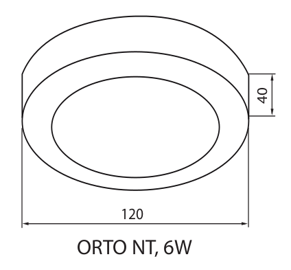 6W, 480lm, Orto NT IP20, 120mm, LED Alasvalo