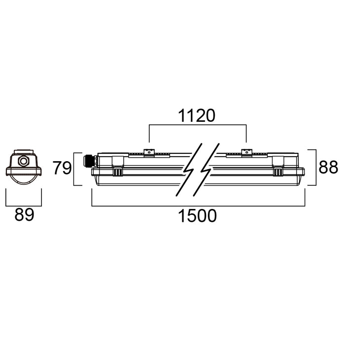 30W, 4200lm Resisto IP66, 4000K 1500mm, 5x2.5mm2 through-wired Gray Industrial lamp Sylvania