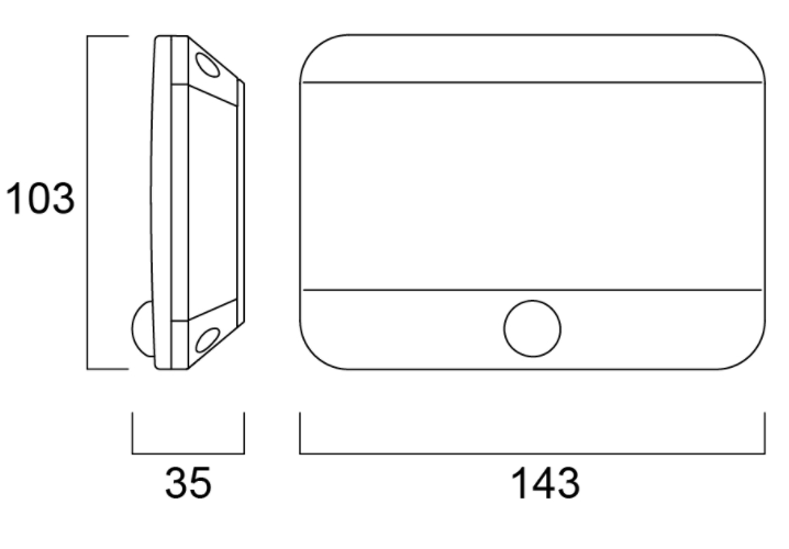 1,1W, 25lm Wall Square Sense PIR 4000K LED-valaisin -Sylvania - Lumenled Oy