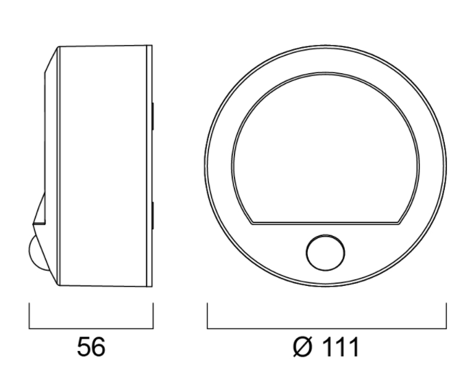 1,4W, 40lm Wall Circle Sense PIR 4000K LED-valaisin -Sylvania - Lumenled Oy