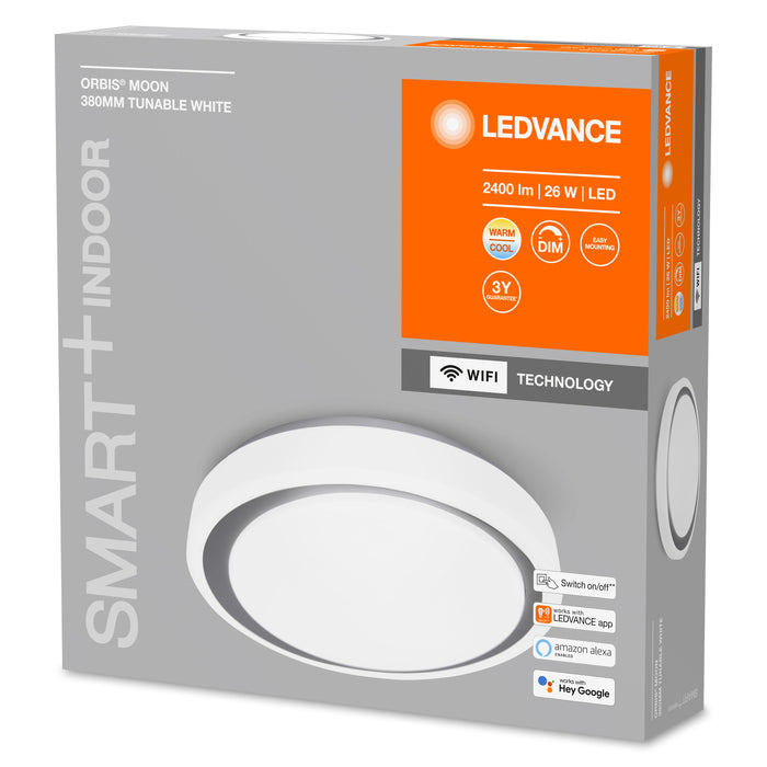 26W, 2400lm Smart+ WiFi Orbis Moon Tunable White IP20, 380mm gray LED smart ceiling light LEDVANCE