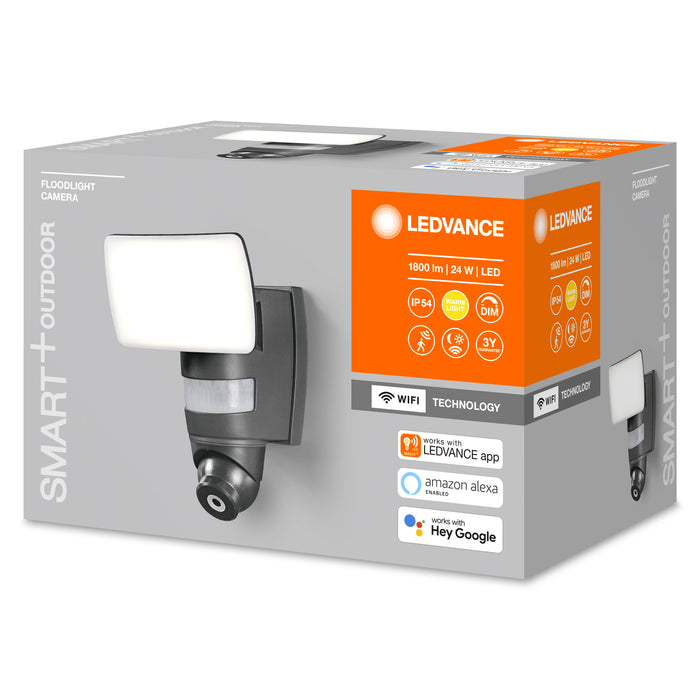24W, 1800lm Smart+ WiFi Flood Camera IP44, 3000K LED valonheitin LEDVANCE