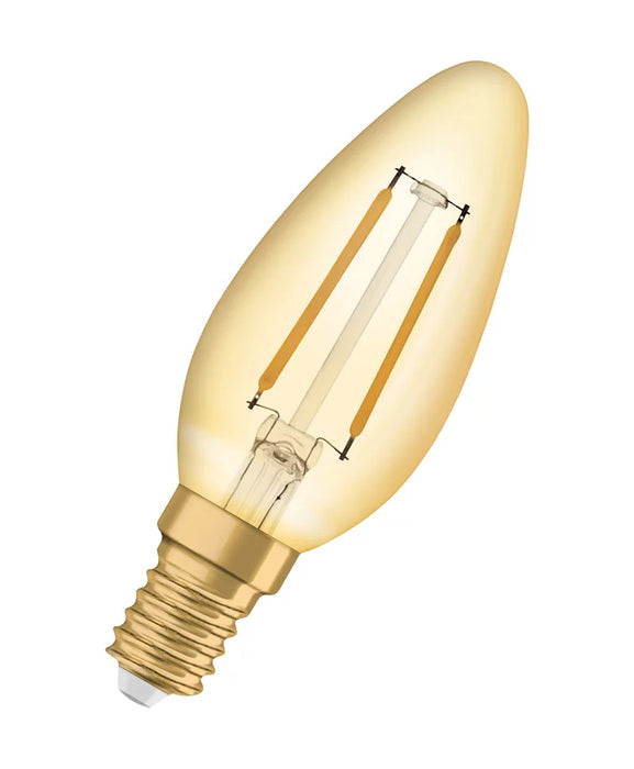 1.5W, 120lm, Vintage 1906 Classic B 12 Filament GOLD, E14, 2400K, 35x100mm, LED lamp OSRAM