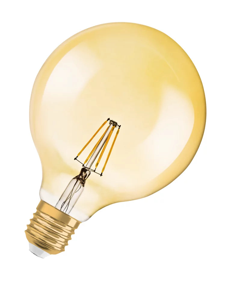 4W, 410lm, Vintage 1906 GLOBE GOLD, E27, 2400K, 124x168mm, LED SIsustuslamppu Osram